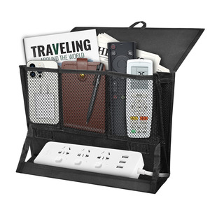 Bedside Storage Bag <b>Mesh</b> Organizer With <b>Power</b> Strip Holder For Bedroom Minimalist Design Rectangle Shape Multifunctional Use - Product Image 1
