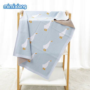 Couverture de lit pour bébé en coton crocheté Mimixiong Oeko <span class=keywords><strong>Tex</strong></span>, adorable motif jacquard canard - Product Image 6