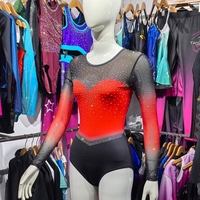 Justaucorps de gymnastique sur mesure avec strass scintillants dégradés, justaucorps de sport pour femmes, justaucorps de danse