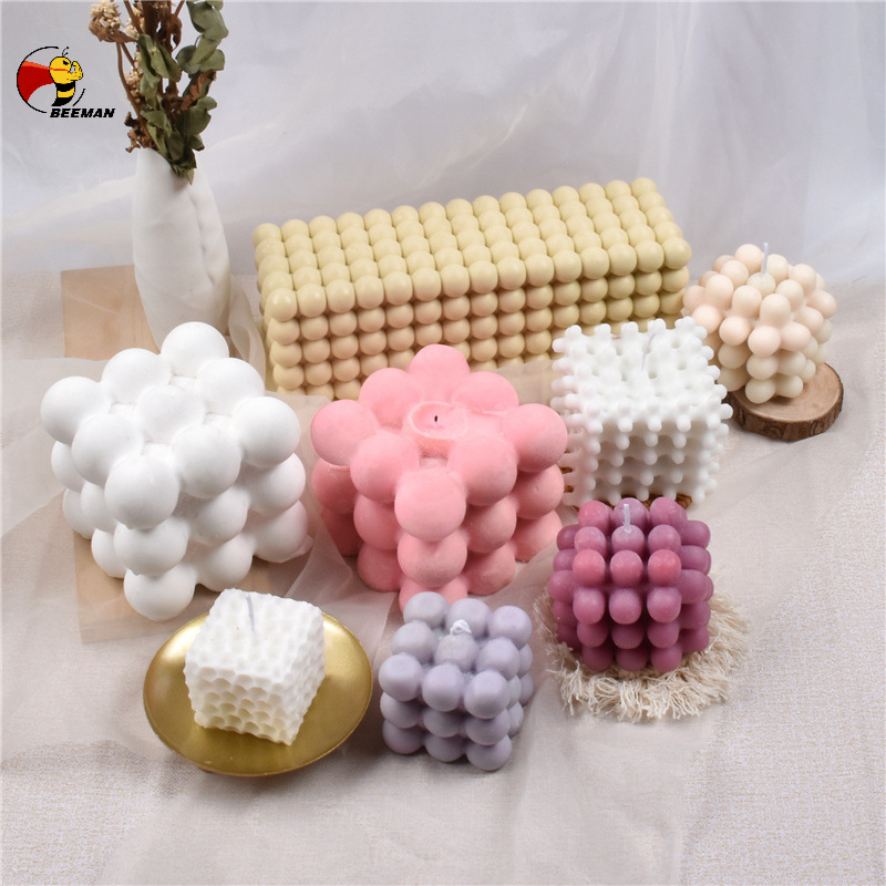 Beeman Home Decoration DIY Resin Crafts Casting Epoxy Resin Molds Geometric Shape 3d Cube Square Bubble Silicone Candle Mold