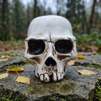 Pot Bunga Sukulen Bentuk Kepala Gotik dari Resin, Pot Bunga Tulang untuk Dekorasi Taman dan Rumah di Halloween, Ornamen Meja Dalam Ruangan