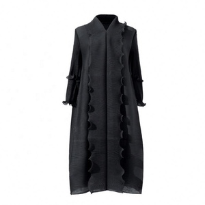 Robe longue plissée élégante en mousseline de soie unie de haute qualité, style Miyake, grande taille, pour femme, avec volants, idéale pour les fêtes printemps-été - Product Image 3