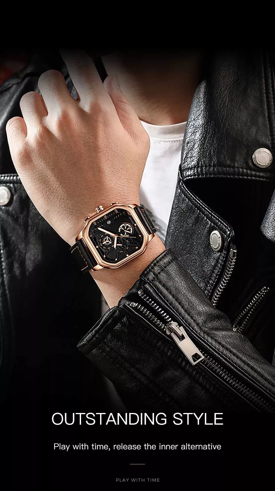 Nektom 8236 Hot selling good quality leather watch luminous hands waterproof quartz men's Watch