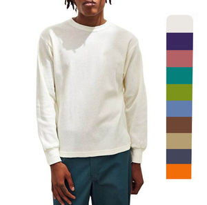 Sudadera de Punto Waffle Lisa con Bordado Personalizado de Alta Calidad al por Mayor, 100% Algodón, Cuello Redondo, Manga Larga, Camiseta Térmica Waffle - Product Image 1