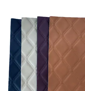 Car Waterproof Embossed Embroidery Quilted PVC Faux Synthetic Soft Leather
