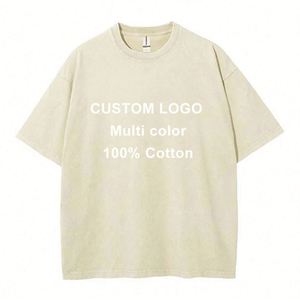 Design White Black Embroidery Printed Logo High Quality Blank 100% Cotton T-shirts Heavyweight Plain Men's Custom T Shirt - Product Image 5