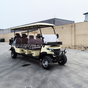 Carrito de golf de lujo Off-White de 6 plazas con techo largo a juego y protector frontal contra impactos para vehículos de transporte de visitantes en hoteles y resorts - Product Image 3
