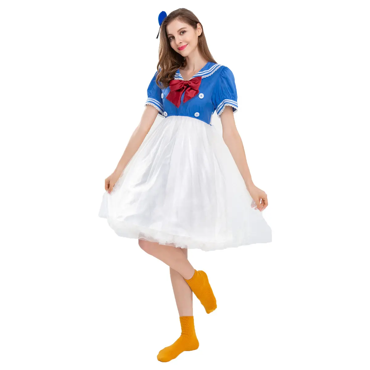 Halloween costume Donald Duck performance dress Japanese duck costume short sleeved navy sailor puffy skirt
