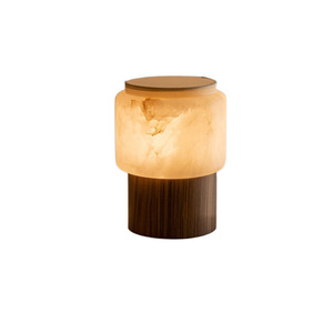 Lampe de table en marbre flocon de neige espagnol, base en noyer, LED, commande tactile, protection des yeux, pour salon et chambre - Product Image 5