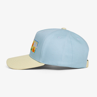 Design Zweifarbige 5-Panel Baseballkappe mit Stickerei Cartoon-Blumen-Logo Gebogener Schirm Unisex Herren Damen Outdoor Casual Sommer Urlaub