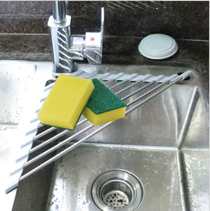 Estante de secado de platos enrollable de acero inoxidable triangular, escurridor resistente al calor para esquina de fregadero de cocina - Product Image 4