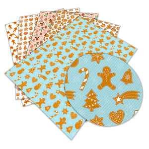 Matériaux de bricolage faits à la main 30*136 cm feuille de faux cuir synthétique imprimé dessin animé de Noël renne en artisanat - Product Image 2