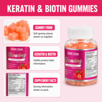 Gommes de beauté végétaliennes à mâcher avec kératine, biotine, collagène et vitamine C pour les cheveux, la peau et les ongles