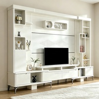 Meuble TV blanc moderne pour salon, console multimédia brillante, étagères de rangement, vitrine, unités murales, support TV en bois pour téléviseur de 65 pouces