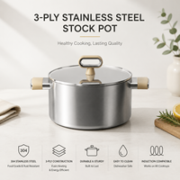Casserole en acier inoxydable triple couche avec revêtement en titane certifié LFGB Allemagne, compatible induction, pour soupes et fritures, fabrication sur mesure