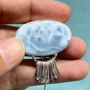 Broches de plata bohemios hechos a mano con piedras preciosas de Larimar para regalo de boda de joyería de oro para hombres - Product Image 1