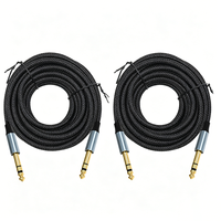 Kabel Koneksi Gitar ke Amplifier 6.35 ke 6.35 TRS, Kabel Audio Stereo 3-Pin Berlapis Emas 6.5mm untuk Amplifier Drum Elektronik