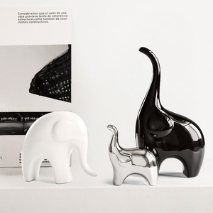 Ornements modernes en céramique écologique et de luxe faits à la main de style Art déco pour trois éléphants pour le salon de la maison meuble TV - Product Image 2