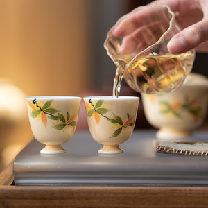 Guanlan Ceramics Hand Painted Osmanthus Tea Cup Porcelain Small Tasting Cup Kung Fu Tea Set Individual Cup Afternoon Tea - Product Image 2