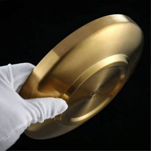 Customized Luxury 304 Stainless Steel Round Restaurant Double Wall <b>Dinner</b> Plate Set Wedding Round Serving <b>Tray</b> - Product Image 3