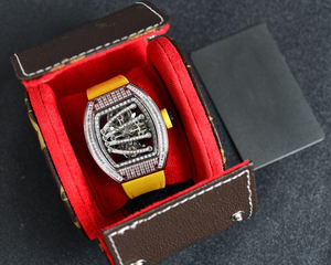 Reloj Mecánico de Lujo con Tourbillon Automático para Hombre y Mujer, Caja de Acero Inoxidable, Correa de Cuero con Forma de Moissanita, con Manecillas - Product Image 4