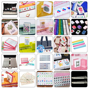 Tapis de Mahjong en rotin jaune motif oiseaux, ensemble de Mahjong Teal Brittany Fusion Omm Drake Sea American House Rules Stripe - Product Image 1