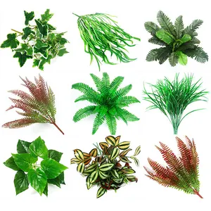 Colgante de pared verde Artificial, hojas verdes decorativas, plantas artificiales para exteriores