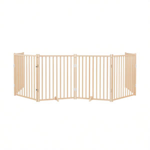 Set di 4 recinti pieghevoli rettangolari in legno massello di abete per animali domestici, con chiusura a pressione, per interni. - Product Image 1