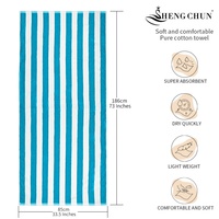 Hot Sale Wholesale All Seasons Super Absorbent Bathroom Blue and White Beach Towel Luxury 100% Cotton Stripe Bath Towels