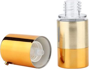 Flacon pompe airless de luxe en plastique pour cosmétiques 30ml, bouchon doré dépoli, estampage à chaud, vente en gros - Product Image 2