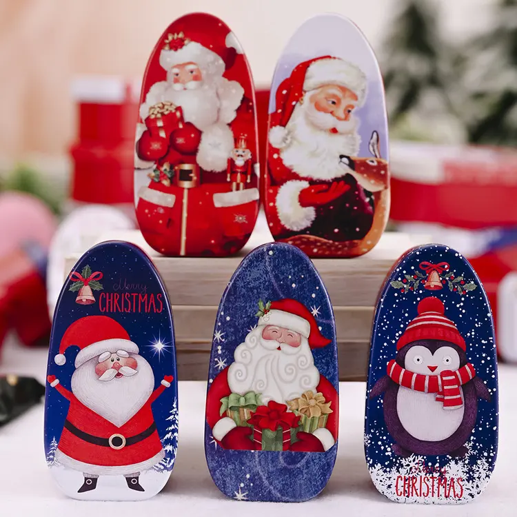 Hadiah Permen Natal Hadiah Kotak Timah Kue Kaleng Kaleng Kemasan Kotak Kosong untuk Anak-anak