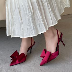 35-43 Bow Slingback Talon <b>Red</b> Color Trending 2025 Women Low <b>Heels</b> for Ladies Shoes - Product Image 5