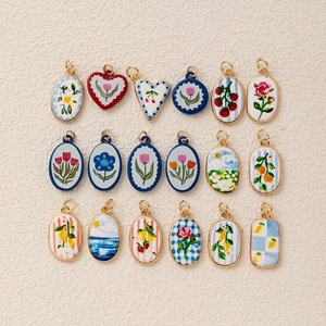 Sơn Vườn | 18K Vàng Mạ Brass Mặt Dây Chuyền Cho Tự Làm Đồ Trang Sức Làm | 100 + Thiết Kế của Hand Painted Thiết Kế Charms - Product Image 5