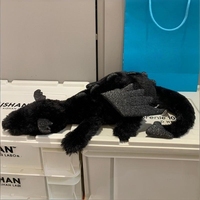 Prix d'usine Grand jouet en peluche Dragon Onyx, grand animal en peluche mythique noir avec ailes scintillantes, décoration gothique pour la maison