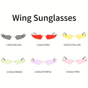 Gafas de sol de moda con diseño de murciélago para niñas, gafas de sol de lágrima de moda, gafas de sol con alas, gafas de fuego sin montura, gafas de sol con diseño de llama para mujer y hombre - Product Image 3