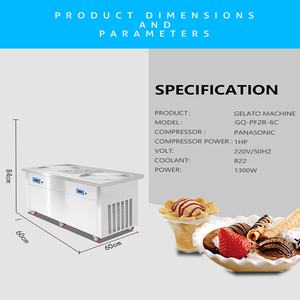 GQ-PF2R-6C Thái Lan Duy Nhất Pan 6 Xô Nước Đá Chiên Kem Con Lăn/Ngay Lập Tức Kem Rolls Máy/Fry Kem lạnh Tấm - Product Image 2