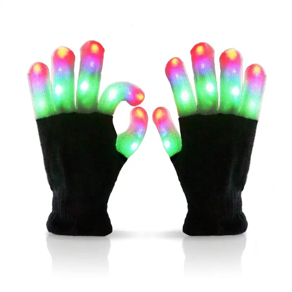 Party Flashing Light Up LED Lighted Finger Glove with 6 Lighting Modes - Amazing Colorful Glow Flashing Novelty Toys for Kids