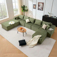 8-teiliges Modulares U-förmiges Ecksofa Großes Konvertierbares Übergroßes Chaiselongue- und Bettsofa Luxuriöse Cord-Polsterung Schlafsofa