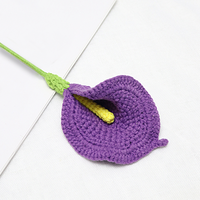 Bouquet au crochet fait main, fleur au crochet tricotée, lys calla chaud et romantique, décoration d'intérieur, cadeau de fête pour la Saint-Valentin