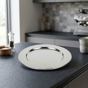 Assiette de Présentation Ronde Classique Élégante en Acier Inoxydable Écologique Durable Réutilisable pour Fêtes Mariages Banquets Vente en Gros - Product Image 2