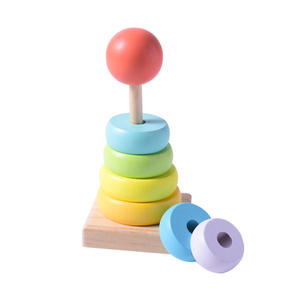 Jouets éducatifs pour bébés, tours d'<span class=keywords><strong>arc</strong></span>-<span class=keywords><strong>en</strong></span>-<span class=keywords><strong>ciel</strong></span> empilables <span class=keywords><strong>en</strong></span> bois, jeux pour tout-petits de 0 à 24 mois, blocs Montessori pour enfants - Product Image 1