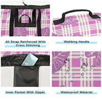 Panier à linge portable de grande taille avec motif Hawaïen Palaka rose, imprimé Aloha Kalo, sac à linge avec bretelles