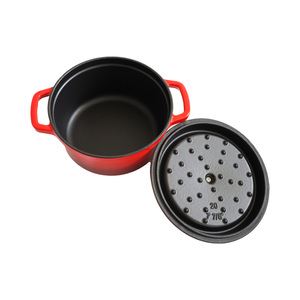 Nouvel Ensemble de Pots et Casseroles en <span class=keywords><strong>Fonte</strong></span> Émaillée Antiadhésive Rouge Multifonctionnel, Incluant une Poê<span class=keywords><strong>le</strong></span> Durable et une Cocotte pour une Double Cuisson - Product Image 4