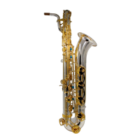 Eastern Music Pro Brass Baritone Saxophone - Silver Plated Body and Keys