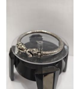 Hot Selling Silver Antique Oxidised Kada <b>Charm</b> <b>Bracelet</b> <b>for</b> Unisex with Engraved Work Trendy Style Wear <b>for</b> Hindu Occasions - Product Image 6