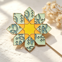Broche vintage personnalisée à motif géométrique islamique étoile hexagramme, épingles de revers en métal émaillé souple pour décoration vestimentaire et cadeau