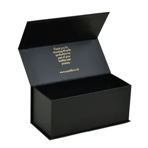 Siyah mat özel manyetik kutusu ambalaj Flip Top katlanır manyetik hediye kutusu ambalaj kozmetik ve hediyeler için