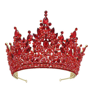 Tiara de Cristal Personalizada Miss Universo para Boda, Verde, Azul, Rojo, Morado, Dorado, <span class=keywords><strong>Tocado</strong></span>, Corona de Reina para Novia, para Mujeres - Product Image 2