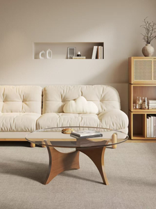 Table basse moderne en bois avec plateau en verre trempé, design mid-century, meubles de salon faits à la main - Product Image 3
