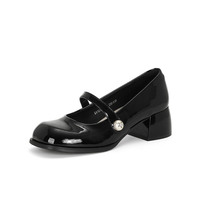 Élégantes ballerines coréennes style Mary Jane pour femme, en cuir souple, à semelle souple, avec plateforme perlée, décontractées, dessus verni, collection automne